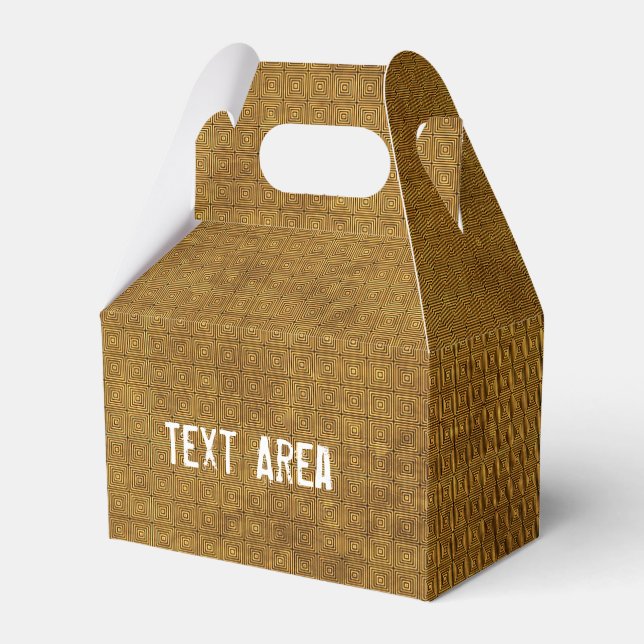 Gold Chic Grunge Squares Party Favor Box (Front Side)