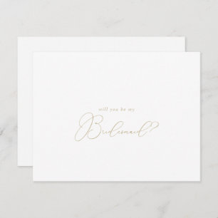 Gold Chic Minimalist Bridesmaid Proposal Note Card
