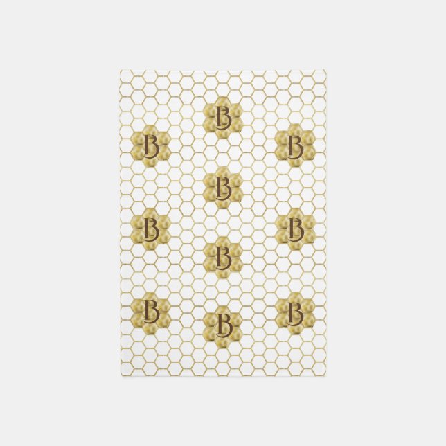 Gold Chic Monogram Housewarming Gift Hexagon Tile Outdoor Rug (Front (Vertical))