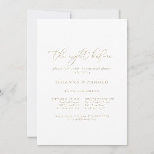 Gold Chic Night Before Rehearsal Dinner   Invitation