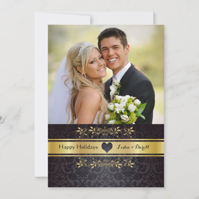 Gold Chic Photo Holiday Card (Front)