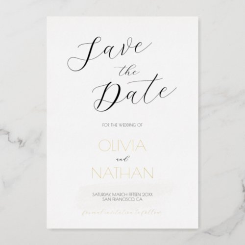 Gold Chic Script Wedding Save the Date Card