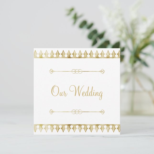 Gold Chic Wedding Invitation (Standing Front)