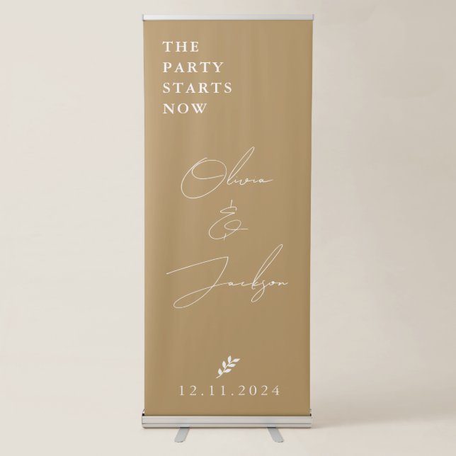 Gold Chic Wedding Reception Banner (Front)