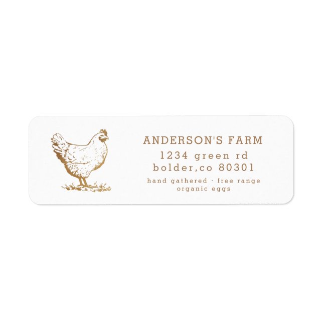 gold chicken organic egg farm return address label (Front)