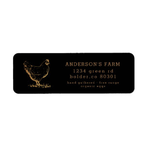 gold chicken organic egg farm return address label