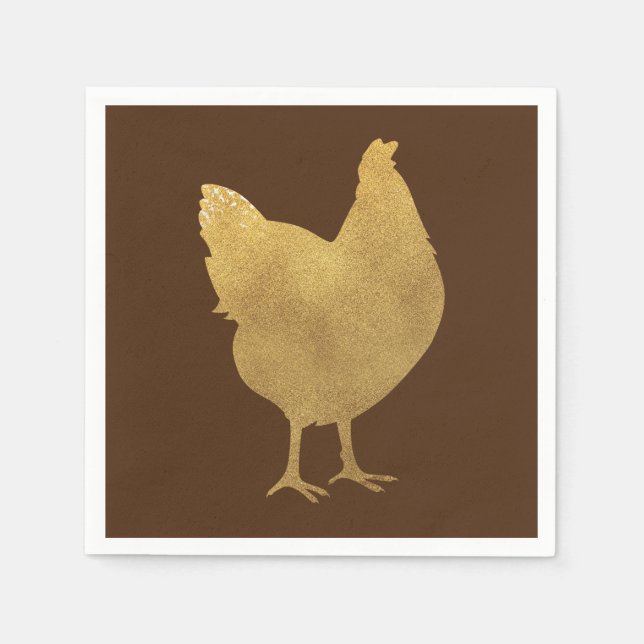 Gold Chicken Silhouette Napkins (Front)