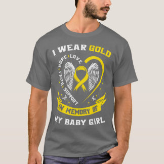 Gold Childhood Cancer Awareness Daughter Baby Girl T-Shirt