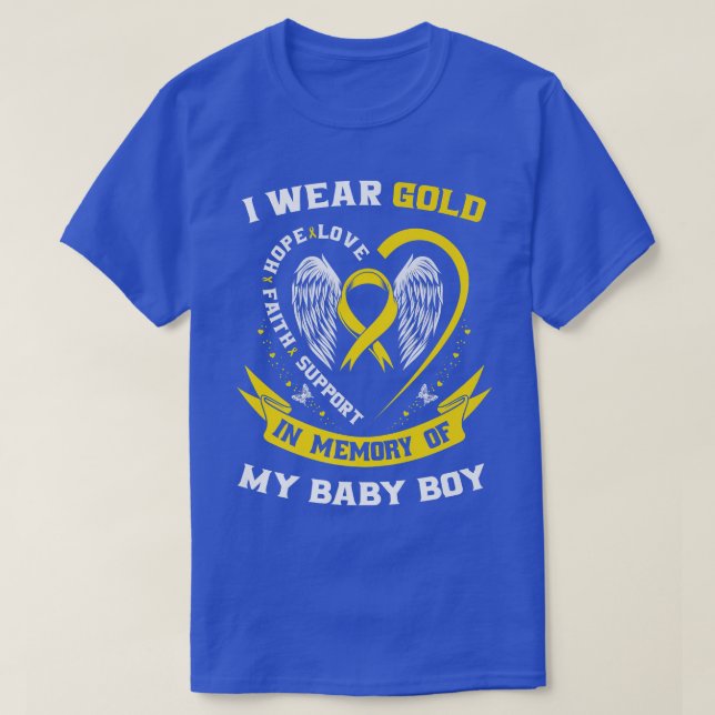 Gold Childhood Cancer Awareness Son Baby Boy In Me T-Shirt (Design Front)