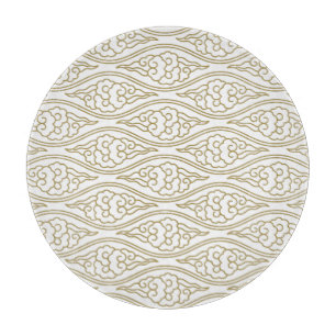 Gold Chinese Clouds Pattern Glass Cutting Board