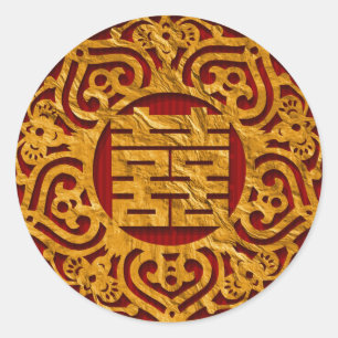 gold chinese double happiness wedding stickers