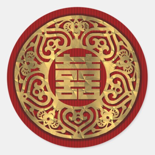 gold Chinese Double Happiness Wedding Stickers 09