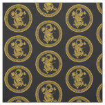 Gold Chinese dragon medallion Fabric