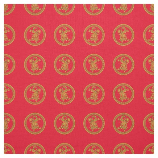 Gold Chinese dragon medallion Fabric