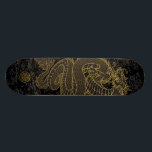Gold Chinese Dragon on Black Skateboard<br><div class="desc">Tattoo-style classic Chinese Dragon.</div>