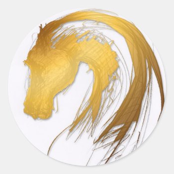 Gold Chinese Horse Year Zodiac Birthday Crs Classic Round Sticker by AnimalDrawings at Zazzle
