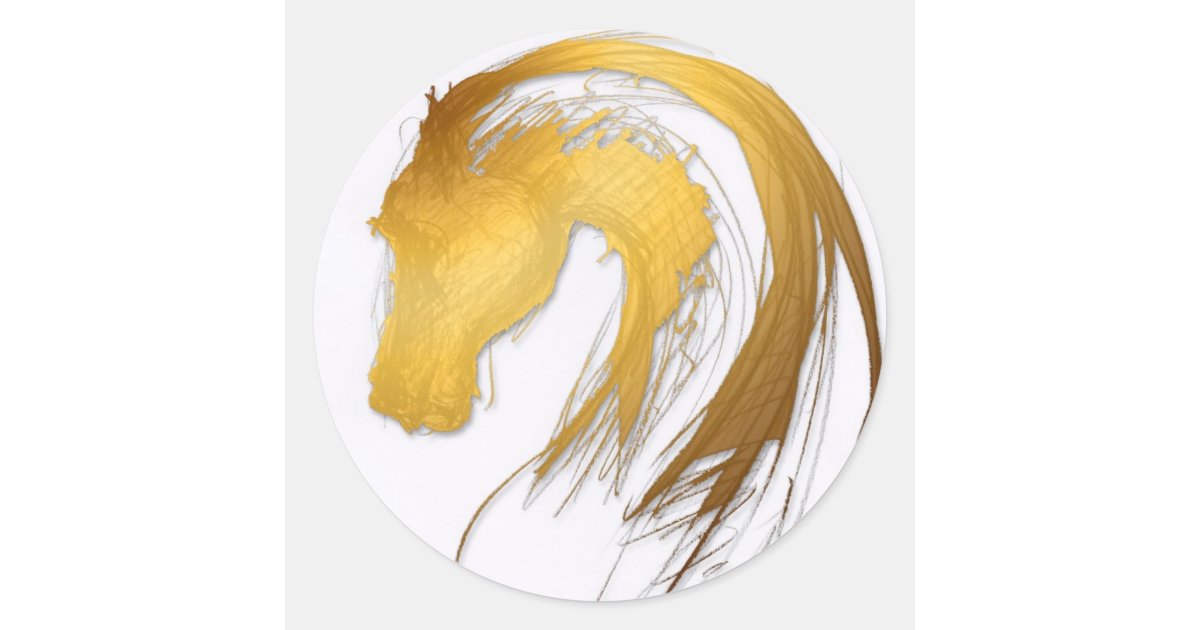 Gold Chinese Horse Year Zodiac Birthday CRS Classic Round Sticker | Zazzle
