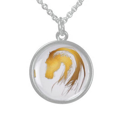 Gold Chinese Horse Year Zodiac Round Necklace