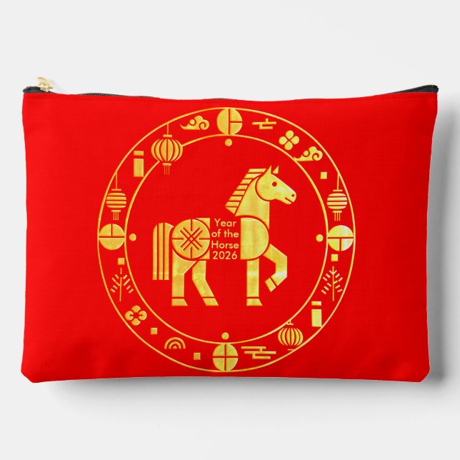 Gold Chinese new year 2026 Accessory Pouch (Front)