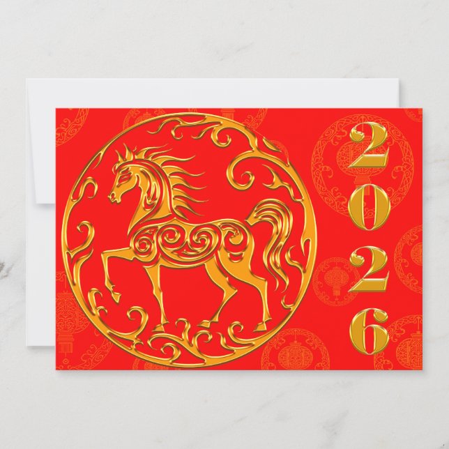 Gold Chinese new year 2026 Holiday Card (Front)