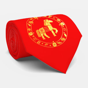 Gold Chinese new year 2026 Neck Tie