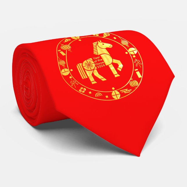 Gold Chinese new year 2026 Neck Tie (Rolled)