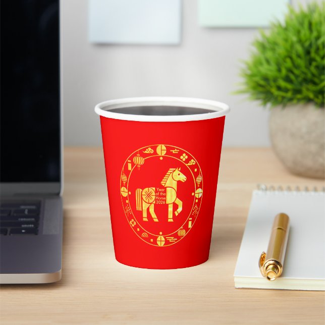 Gold Chinese new year 2026 Paper Cups (Insitu)
