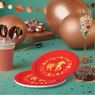 Gold Chinese new year 2026 Paper Plates
