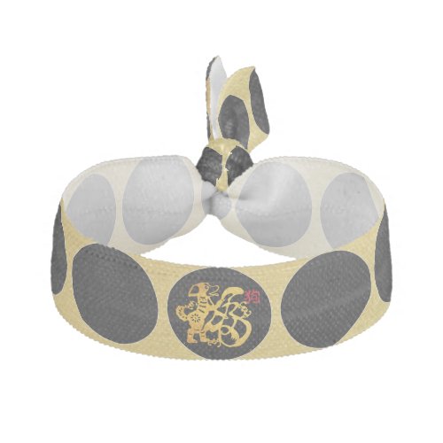 Gold Chinese Papercut Black Dots G Hair Ties