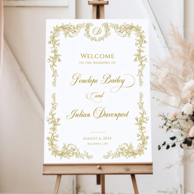 Gold Chinoiserie Wedding Welcome Sign, French Toil Foam Board (Creator Uploaded)