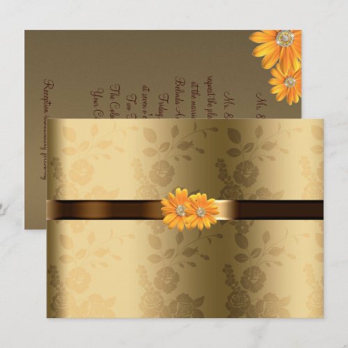 Gay/Lesbian Gold &amp; Chocolate Brown Yellow Flowers Invite