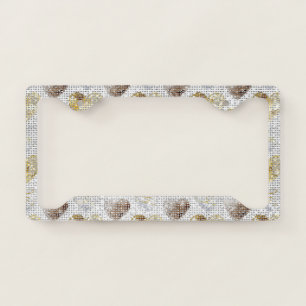 Gold Chocolate Hearts Sparkle License Plate Frame