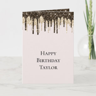 Gold Chocolate Ice Cream Glitter Drips Birthday Card