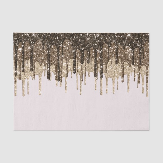 Gold Chocolate Ice Cream Glitter Drips Birthday Tissue Paper (Front)