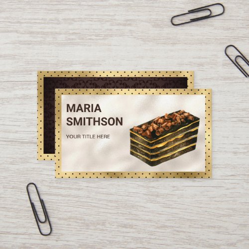 Gold Chocolate Truffle Cake Pastry Chef Bakery Business Card