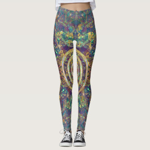 Gold Choku Rei Symbol and Reiki Precepts Leggings