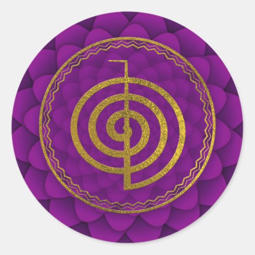 Gold  Choku Rei Symbol on lotus Classic Round Sticker