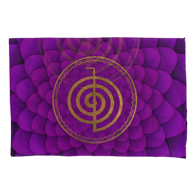 Gold  Choku Rei Symbol on lotus Pillow Case (Front)