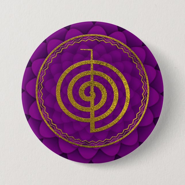 Gold  Choku Rei Symbol on lotus Pinback Button (Front)