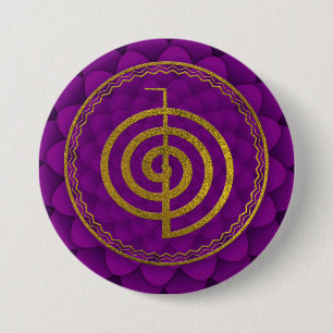 Gold Choku Rei Symbol on lotus Pinback Button