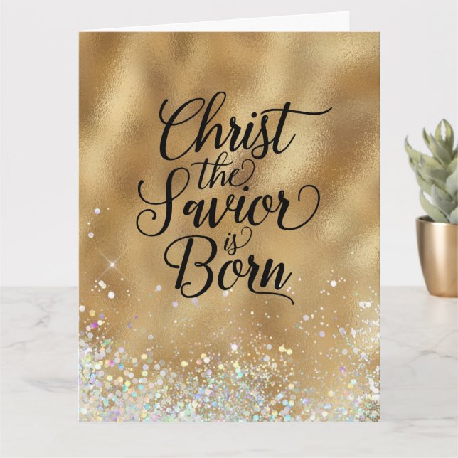 Gold Christ the Savior Christian  Card (Small Plant)