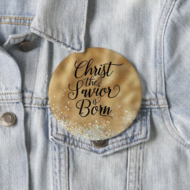 Gold Christ the Savior Christian Christmas  Button (In Situ)