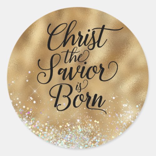 Gold Christ the Savior Christian Christmas Classic Round Sticker