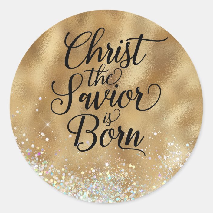 Gold Christ The Savior Christian Christmas Classic Round Sticker 8869