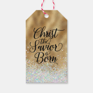 Gold Christ the Savior Christian Christmas Gift Tags