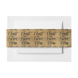 Gold Christ the Savior Christian Christmas Invitation Belly Band