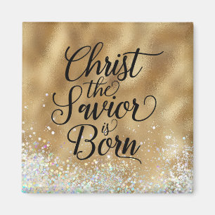 Gold Christ the Savior Christian Christmas Magnet