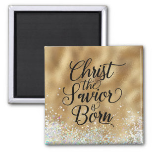 Gold Christ the Savior Christian Christmas  Magnet