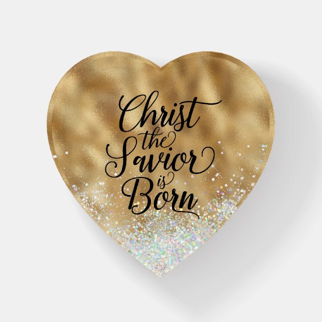 Gold Christ the Savior Christian Christmas Paperweight (Front)