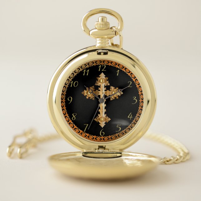 Gold christain crucifix cross design 10 pocket watch (Inside)